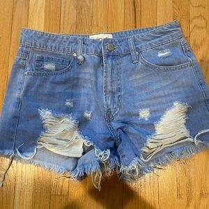 Blue High Rise Jean Shorts